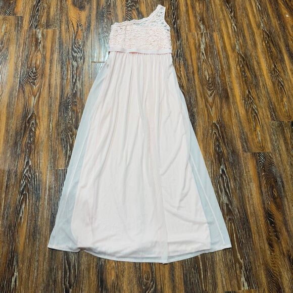 David's Bridal Girls Size 12 Pink One Shoulder L Dress Brides Maid Wedding Party - Picture 1 of 6